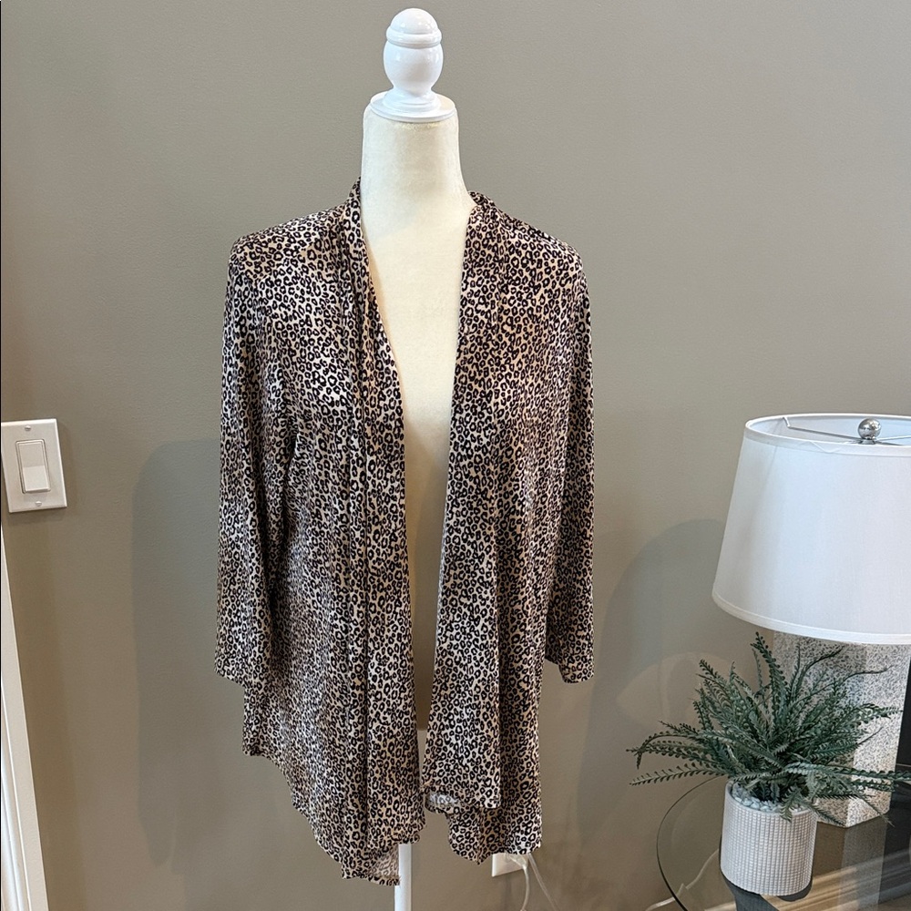 CHICO’S Easywear Asymmetrical Leopard Print Cardigan - Size 2
